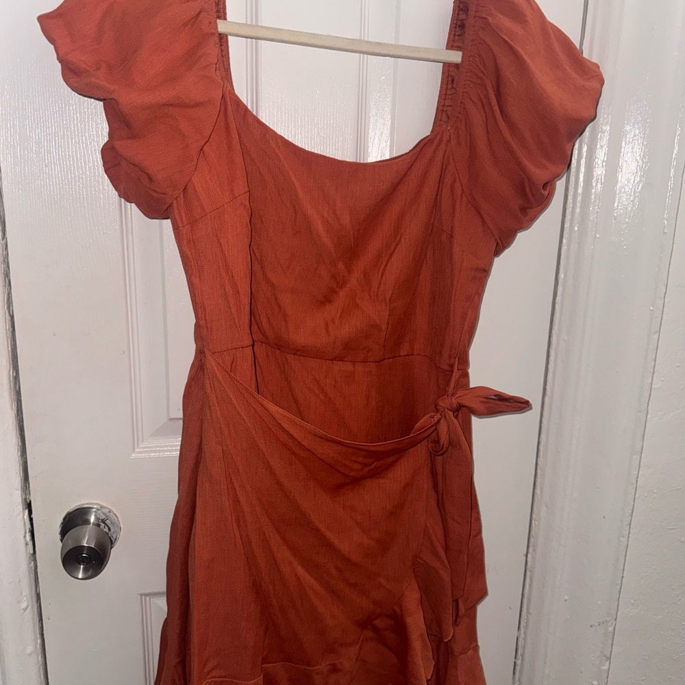 Source Unknown Rust Orange Mini Dress